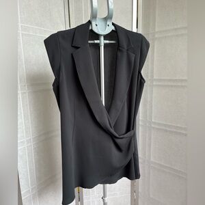 CAbi Origami Top #757 Faux Wrap Blazer Tunic Drape Sleeveless Size M (Fits L)